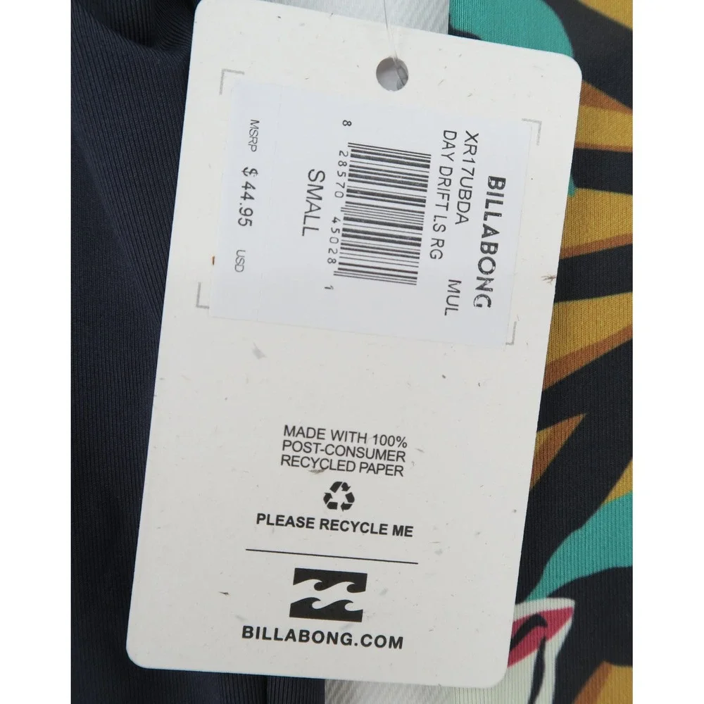 Billabong Day Drift Long Sleeve Rashguard Navy Floral UPF 50 Small - Picture 4 of 9
